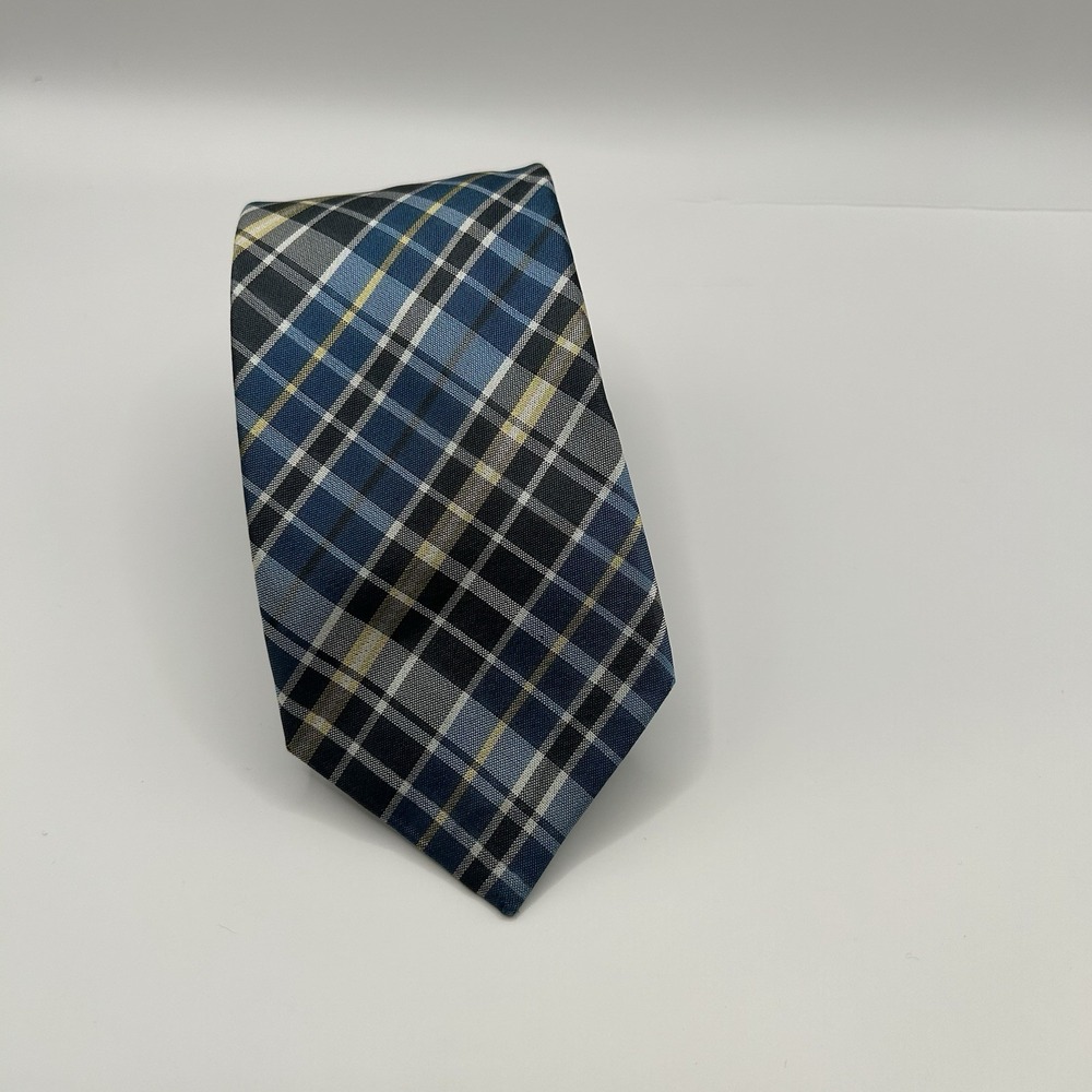 Penguin Necktie Blue Plaid Pattern Silk Neck Tie 2.5" x 58" Skinny Tie